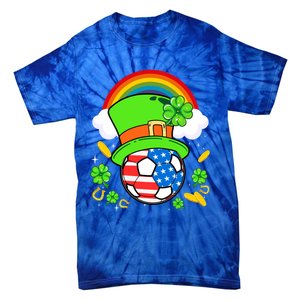 Soccer St Patricks Day Usa Flag Rainbow Shamrock Clover Gift Tie-Dye T-Shirt