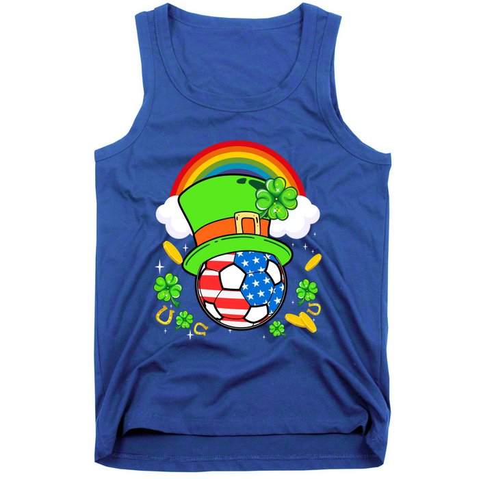 Soccer St Patricks Day Usa Flag Rainbow Shamrock Clover Gift Tank Top