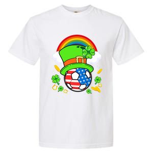 Soccer St Patricks Day Usa Flag Rainbow Shamrock Clover Gift Garment-Dyed Heavyweight T-Shirt