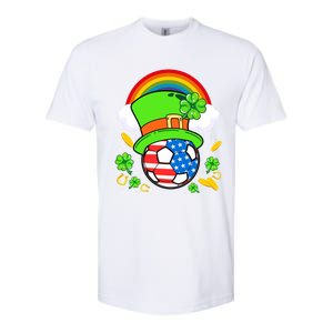 Soccer St Patricks Day Usa Flag Rainbow Shamrock Clover Gift Softstyle CVC T-Shirt