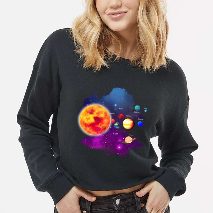 Solar System Planets For Astronomy And Space Geeks Cropped Pullover Crew