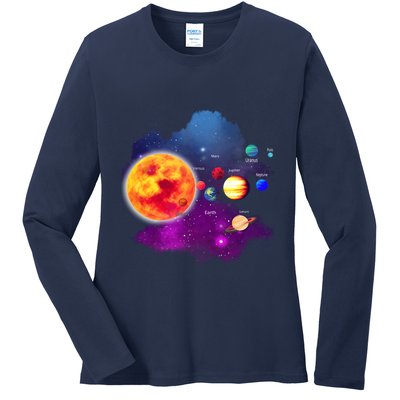 Solar System Planets For Astronomy And Space Geeks Ladies Long Sleeve Shirt