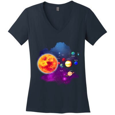 Solar System Planets For Astronomy And Space Geeks Women's V-Neck T-Shirt