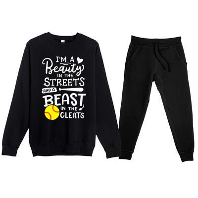 Softball Softball Player Premium Crewneck Sweatsuit Set