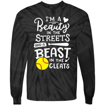 Softball Softball Player Tie-Dye Long Sleeve Shirt