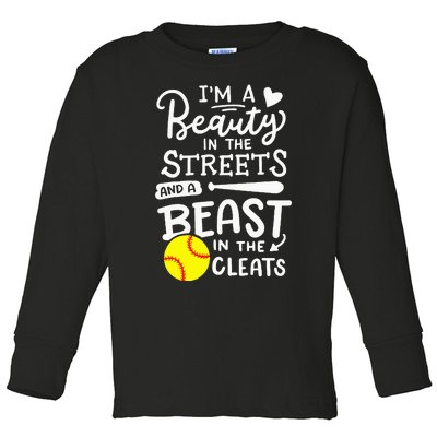 Softball Softball Player Toddler Long Sleeve Shirt