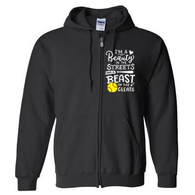 Softball Softball Player Full Zip Hoodie