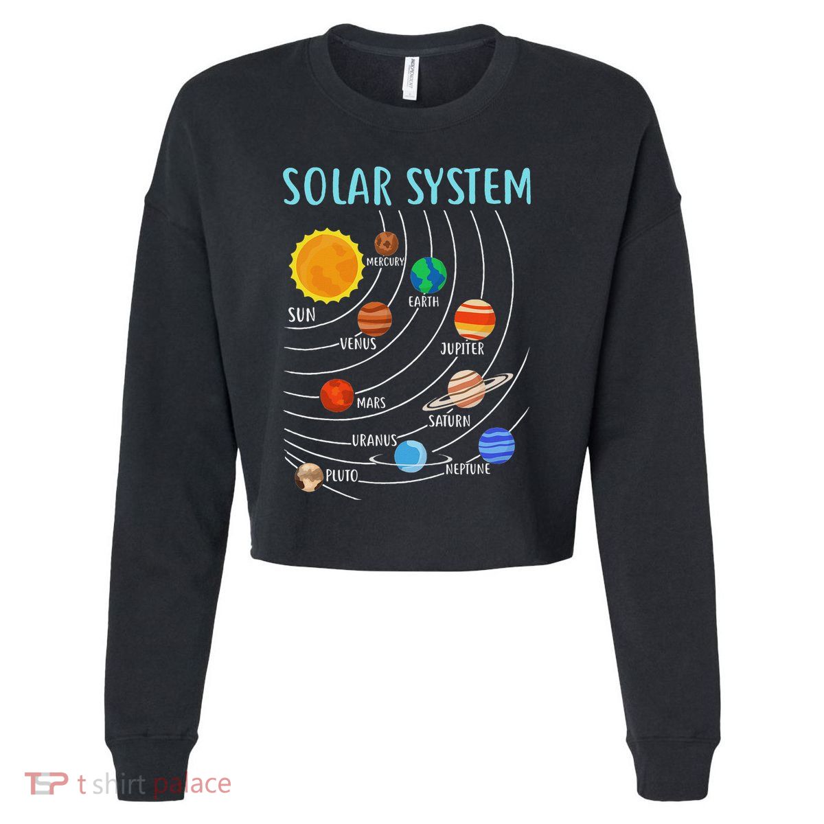 Solar System Planets Science Space Stem Cropped Pullover Crew