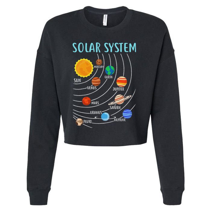 Solar System Planets Science Space Stem Cropped Pullover Crew