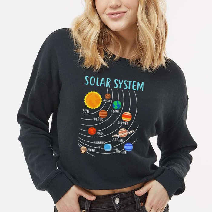 Solar System Planets Science Space Stem Cropped Pullover Crew