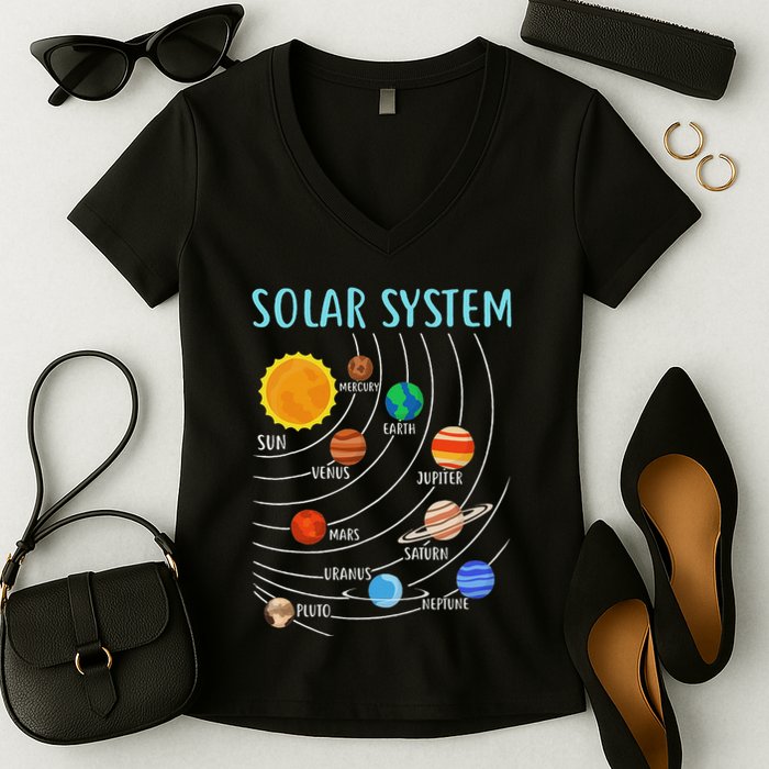 Solar System Planets Science Space Stem Women's V-Neck T-Shirt