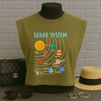 Solar System Planets Science Space Stem Garment-Dyed Women's Muscle Tee