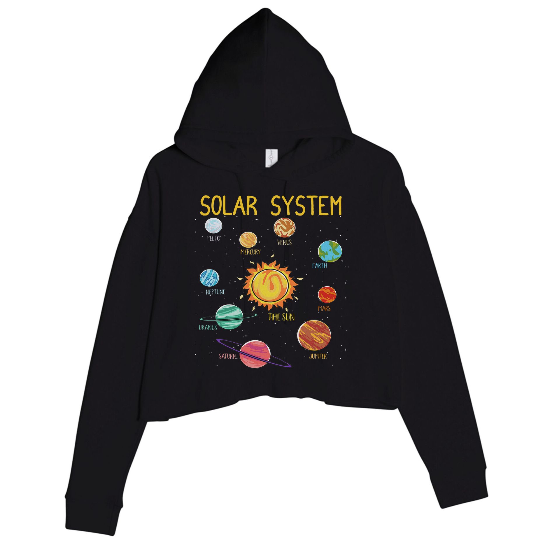 Solar System Planets Science Space Stem Crop Fleece Hoodie