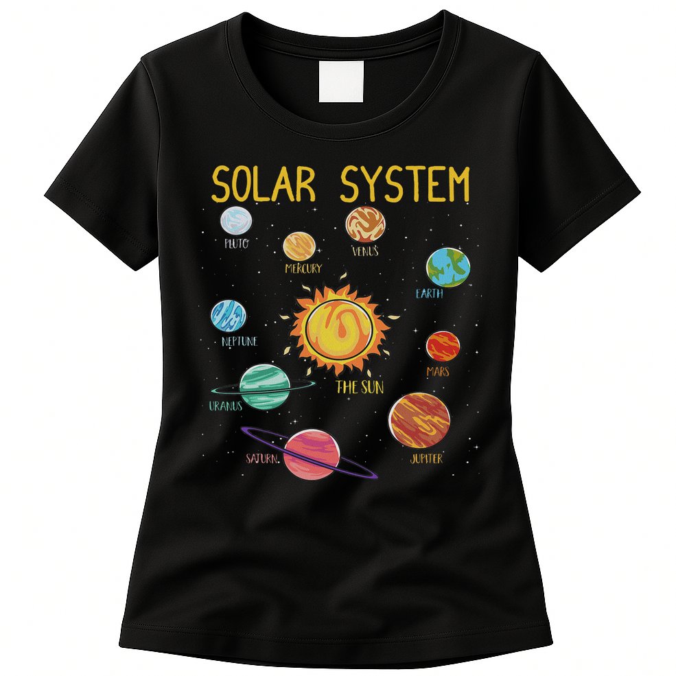 Solar System Planets Science Space Stem Womens T-Shirt
