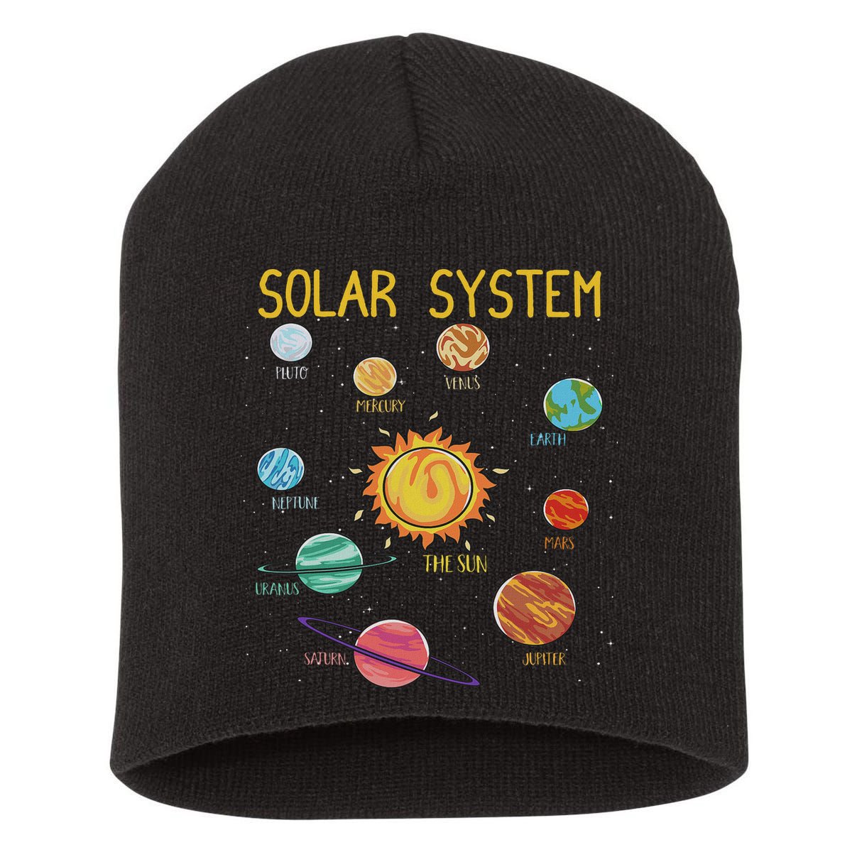 Solar System Planets Science Space Stem Short Acrylic Beanie