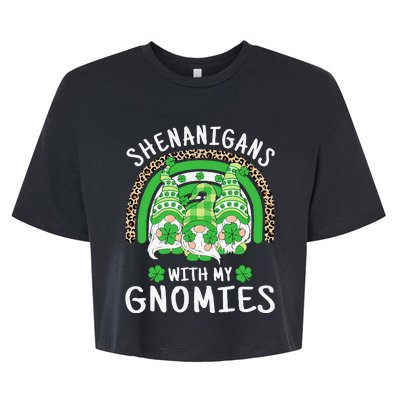 Shenanigans St Patricks Day Rainbow Irish Gnomes Shamrock Bella+Canvas Jersey Crop Tee