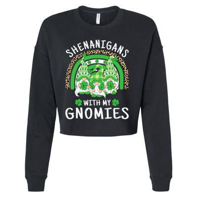 Shenanigans St Patricks Day Rainbow Irish Gnomes Shamrock Cropped Pullover Crew