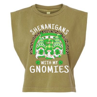 Shenanigans St Patricks Day Rainbow Irish Gnomes Shamrock Garment-Dyed Women's Muscle Tee