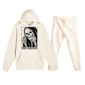 Skull Stay Positive Skeleton Halloween Motivational Premium Hooded Sweatsuit Set