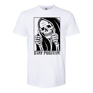 Skull Stay Positive Skeleton Halloween Motivational Softstyle CVC T-Shirt