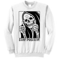 Skull Stay Positive Skeleton Halloween Motivational Sweatshirt