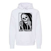 Skull Stay Positive Skeleton Halloween Motivational Premium Hoodie