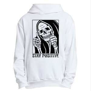 Skull Stay Positive Skeleton Halloween Motivational Urban Pullover Hoodie