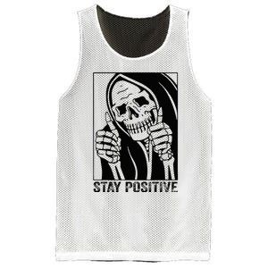 Skull Stay Positive Skeleton Halloween Motivational Mesh Reversible Basketball Jersey Tank