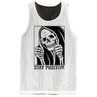 Skull Stay Positive Skeleton Halloween Motivational Mesh Reversible Basketball Jersey Tank