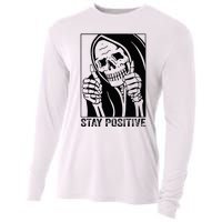 Skull Stay Positive Skeleton Halloween Motivational Cooling Performance Long Sleeve Crew