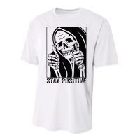 Skull Stay Positive Skeleton Halloween Motivational Performance Sprint T-Shirt