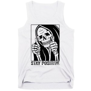 Skull Stay Positive Skeleton Halloween Motivational Tank Top