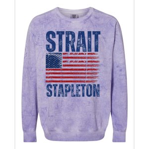 S.T.R.A.I.T S.T.A.P.L.E.T.O.N Patriotic American Flag Concert Colorblast Crewneck Sweatshirt