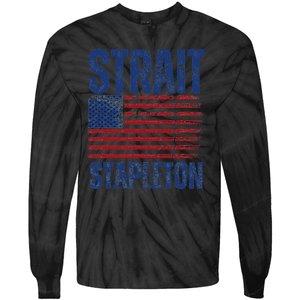 S.T.R.A.I.T S.T.A.P.L.E.T.O.N Patriotic American Flag Concert Tie-Dye Long Sleeve Shirt