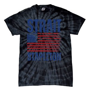 S.T.R.A.I.T S.T.A.P.L.E.T.O.N Patriotic American Flag Concert Tie-Dye T-Shirt