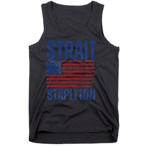 S.T.R.A.I.T S.T.A.P.L.E.T.O.N Patriotic American Flag Concert Tank Top