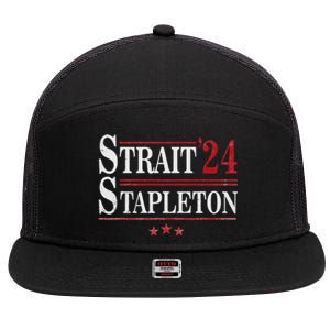 S.T.R.A.I.T S.T.A.P.L.E.T.O.N Patriotic American Flag Concert 7 Panel Mesh Trucker Snapback Hat