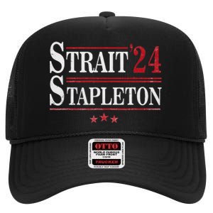 S.T.R.A.I.T S.T.A.P.L.E.T.O.N Patriotic American Flag Concert High Crown Mesh Back Trucker Hat