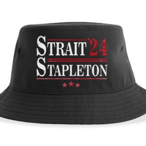 S.T.R.A.I.T S.T.A.P.L.E.T.O.N Patriotic American Flag Concert Sustainable Bucket Hat