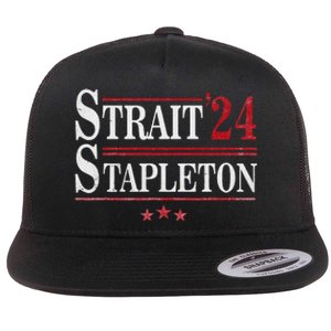 S.T.R.A.I.T S.T.A.P.L.E.T.O.N Patriotic American Flag Concert Flat Bill Trucker Hat