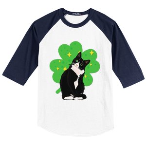 St. Saint Patrick's Day Tuxedo Cat WoCostume Baseball Sleeve Shirt