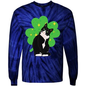 St. Saint Patrick's Day Tuxedo Cat WoCostume Tie-Dye Long Sleeve Shirt