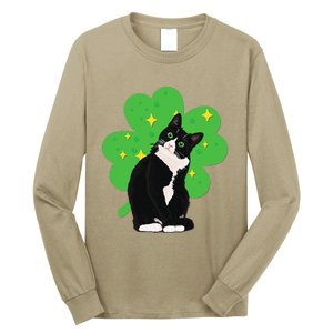 St. Saint Patrick's Day Tuxedo Cat WoCostume Long Sleeve Shirt