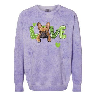 Saint St. Patrick's Day Gift French Bulldog Frenchie Lovers Colorblast Crewneck Sweatshirt