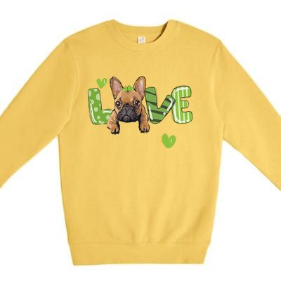 Saint St. Patrick's Day Gift French Bulldog Frenchie Lovers Premium Crewneck Sweatshirt