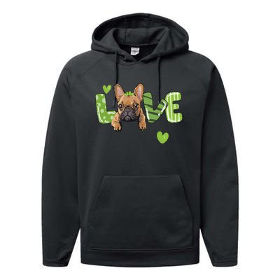 Saint St. Patrick's Day Gift French Bulldog Frenchie Lovers Performance Fleece Hoodie