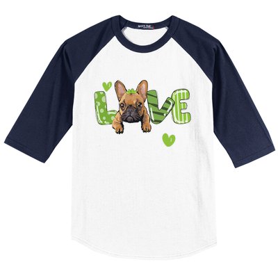 Saint St. Patrick's Day Gift French Bulldog Frenchie Lovers Baseball Sleeve Shirt