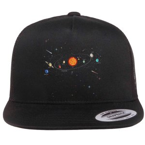 Solar System Planets & Orbit Educational Astrology Flat Bill Trucker Hat