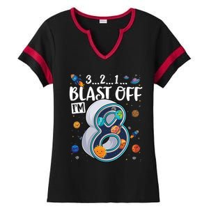 Solar System Planets Eight 8 Years Old 8th Birthday Gift Ladies Halftime Notch Neck Tee