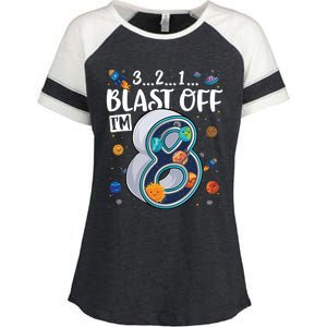 Solar System Planets Eight 8 Years Old 8th Birthday Gift Enza Ladies Jersey Colorblock Tee